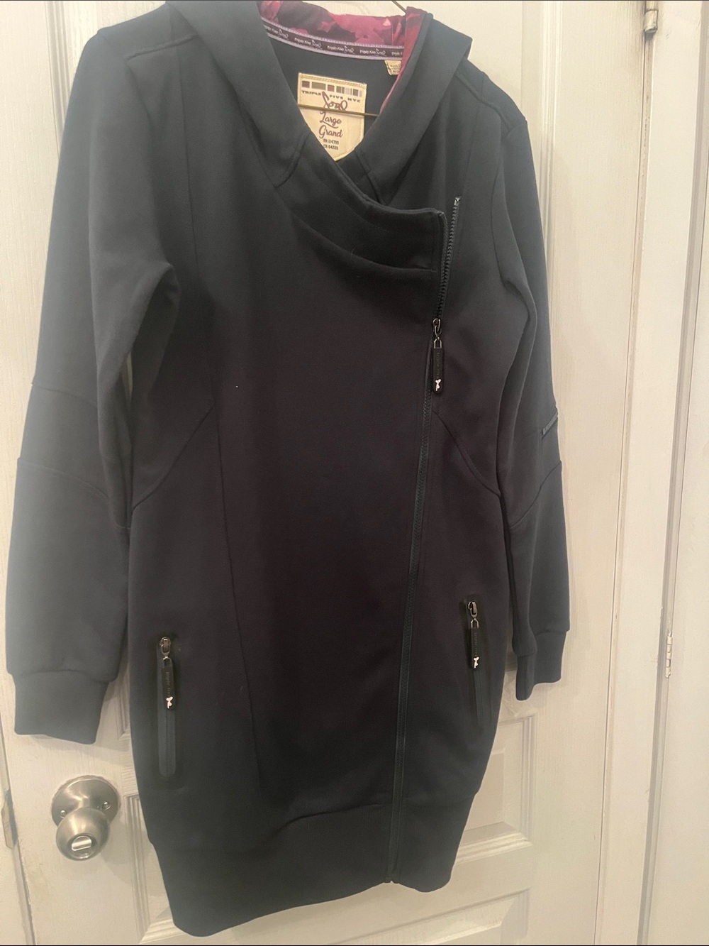 Rare Triple Five Soul NYC Forest Green Asymmetrical Zippered Hoodie Jacket